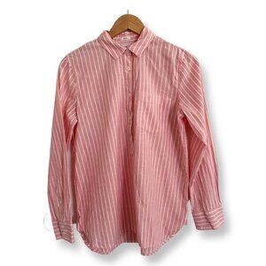 J.Crew Womens Boy Fit Long Sleeve Popover Top Shirt Pink White Stripes Small